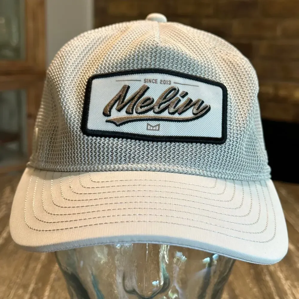 Melin Odysea Hydro Adventure Club SnapBack Hat Cream White Mesh Trucker Small